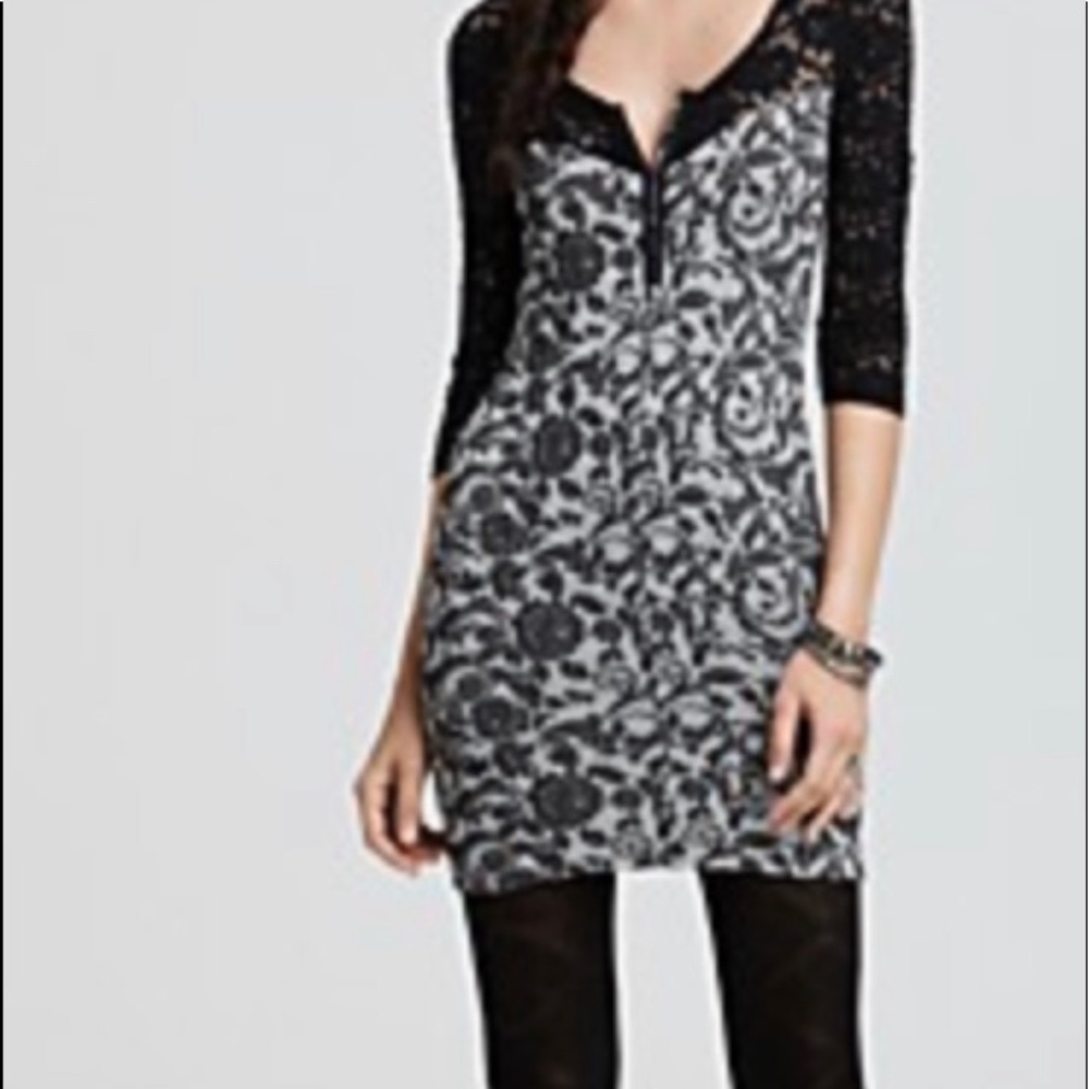Lace and floral mini dress